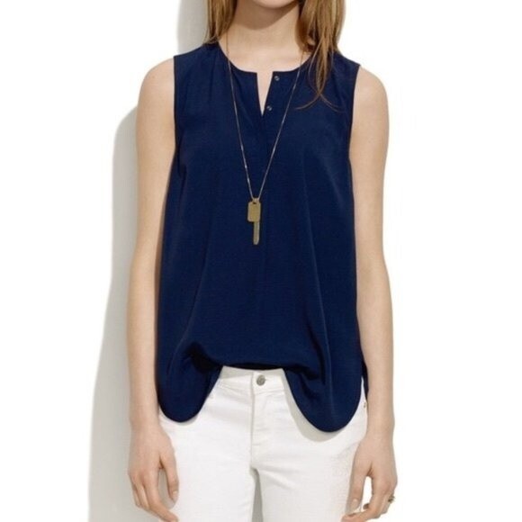 Madewell Navy Novella Sleeveless Blouse Size Small - Picture 1 of 8